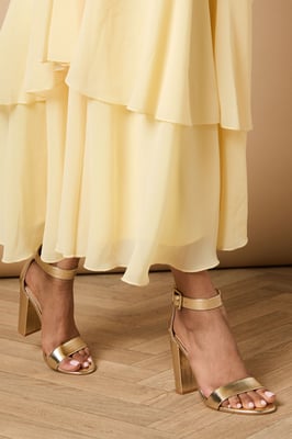 Milla Covered Buckle High Block Heel Sandals