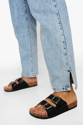 Double Buckle Footbed Slider