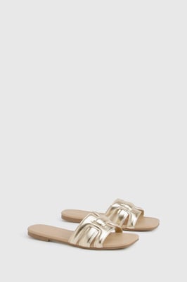 Metallic Woven Mule Sandals