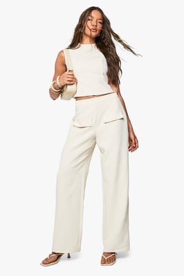 Woven Tailored Pocket Front Straight Leg Trouser