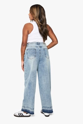 Plus Fray Hem Detail Straight Leg Jean