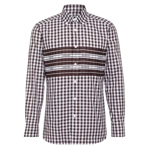 Burberry Katoenen Poplin Donker Bordeaux Geruit Overhemd