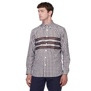 Burberry Katoenen Poplin Donker Bordeaux Geruit Overhemd