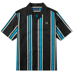Fred Perry Zwart Gestreept Overhemd met Reverskraag
