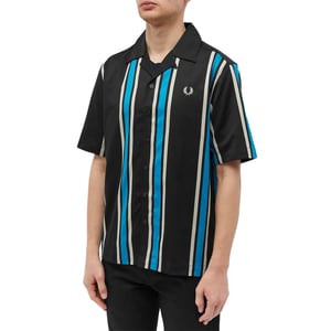 Fred Perry Zwart Gestreept Overhemd met Reverskraag