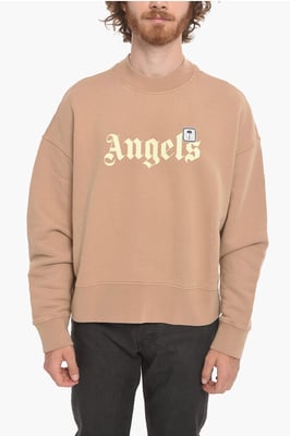 Crew Neck PXP PALM Brushed Cotton Sweatshirt in Beige
