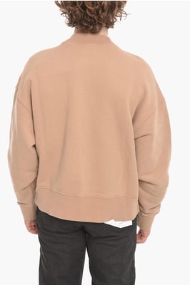 Crew Neck PXP PALM Brushed Cotton Sweatshirt in Beige