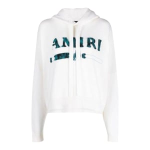 Amiri Leopard MA Bar Logo Witte gebreide hoodie