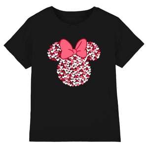 Disney Childrens/Kids Minnie Mouse Heart Ears Silhouette Valentine`s Day T-Shirt (Black)