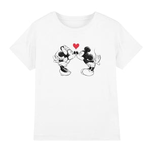 Disney Kinderen/Kinderen Mickey & Minnie Mouse Kiss Sketch Valentijnsdag T-Shirt (Wit)