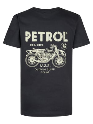 Petrol Industries - Jongens Backprint T-shirt Bayfront - Zwart
