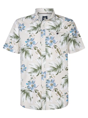 Petrol Industries - Heren All-over Print Overhemd Conchline - Wit