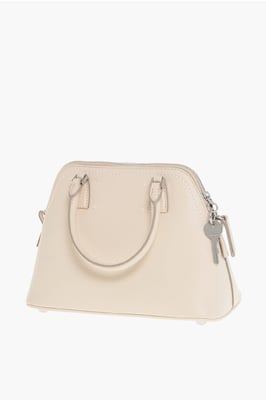 MM11 Texturerad Läderväska 5AC med Canvasdetaljer i Beige