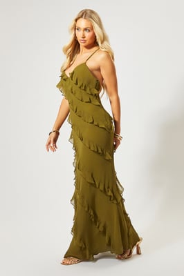 Ruffle Low Back Maxi Dress