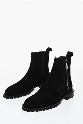 Suede COMBAT Booties in Black