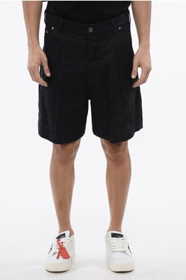 Embroidered 90SLOGO Linen Shorts in Blue