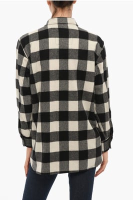 ARKIV Buffalo Checked POPOVER Overshirt med dubbelknäppning i svart och vitt