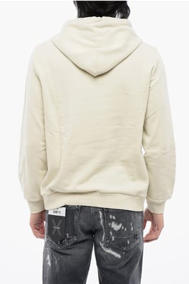 Beige huvtröja i borstad bomull med broderad logotyp