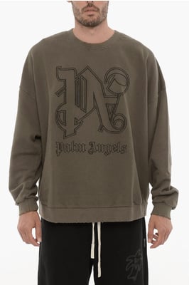Vintage Effect ronde hals sweatshirt met reliëfmonogram in militairgroen