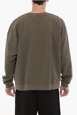 Vintage Effect ronde hals sweatshirt met reliëfmonogram in militairgroen