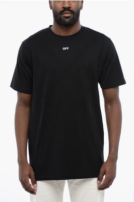 Katoenen ARROW T-shirt met ronde hals in zwart