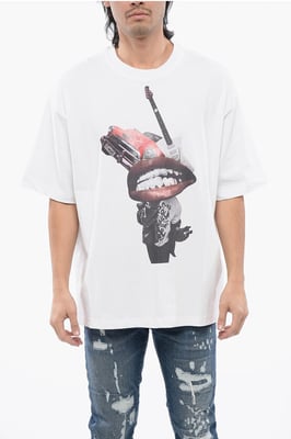 Vit t-shirt med strassmönster och oversize-passform