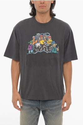 SEIZOENSGEBONDEN T-shirt met ronde hals en graffitiprint in grijs