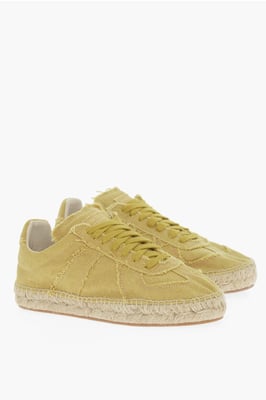 MM22 Låga Canvas Sneakers med Jutedetaljer i Gult