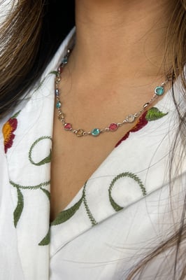 Round Multicolour Crystal Necklace