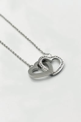 Double Heart Link Necklace - Gift Boxed