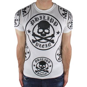 Philipp Plein Plum Multi Logo Design Wit T-shirt