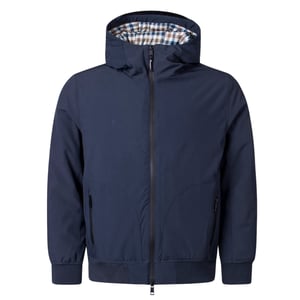 Aquascutum Active Plain Hooded Navy Blue Jacket