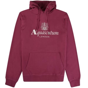 Aquascutum Active Stor Logo Vinröd Hoodie