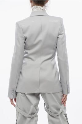 Grå, smal kavaj med Peak Lapel-mönster och CORPORATE TECH-krage