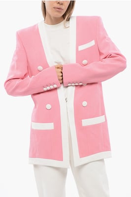 Strukturerad Crepe de Chine-jacka i rosa