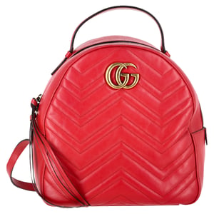 Gucci Quilted Marmont Backpack Bag in Red Leather