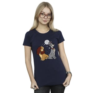 Disney Dam/dam Lady And The Tramp Moon - T-shirt i bomull (Marinblått)