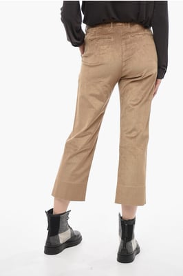 Beige manchesterbyxor med vida ben