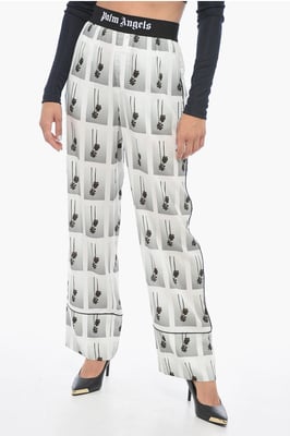 Heltäckande MIRAGE-pyjamasbyxor med logotyp i svart och vitt