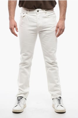 5-ficks slim fit-jeans med bälteshällor, 18 cm i vitt
