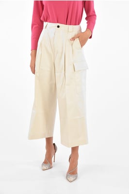 Dubbelveckade Utility Byxor med Vida Ben i Beige