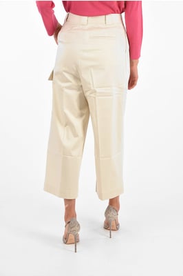 Dubbelveckade Utility Byxor med Vida Ben i Beige