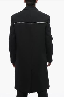 Double-breasted ZIP AROUND Virgin Wool Coat in Black