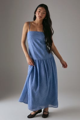 Petite Rose Organza Strappy Tier Maxi Dress