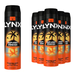 Lynx Sunset Fresh Men's Deodorant Body Spray, 200ml, 6 Pack