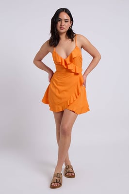 Orange Cami Woven Frill Tea Dress
