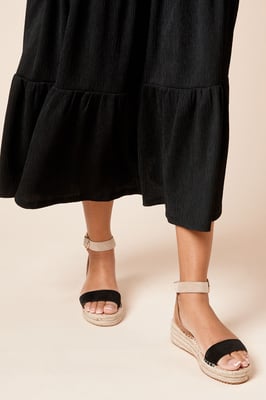 Riva Faux Suede Strap Medium Espadrille Wedge Sandals