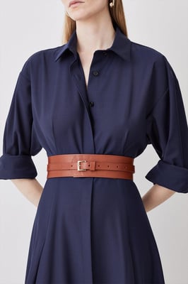 Leather Buckle Trim Belt