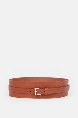 Leather Buckle Trim Belt
