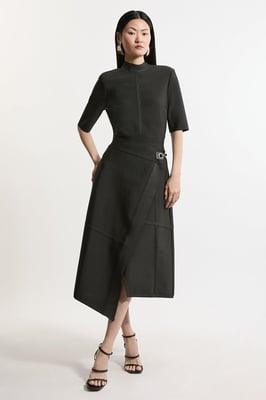 Figure Form Bandage Asymmetric Knit Midi Dress